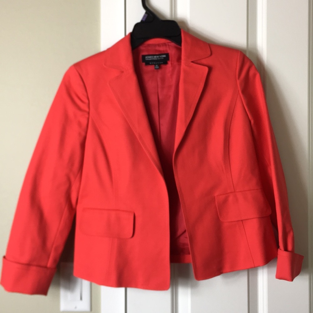 Cottagecore Jones NY Coral Blazer Womens Size 4P Stretch Spring & Summer Blazer